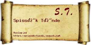 Spissák Tünde névjegykártya